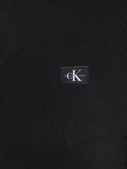 CALVIN KLEIN JEANS WOVEN LABEL RIB POLO LS DRESS Letzte 2 Tage