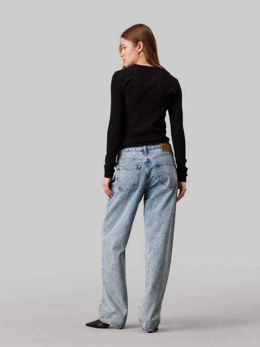 CALVIN KLEIN JEANS WOVEN LABEL RIB LONG SLEEVE Günstiger Verkauf