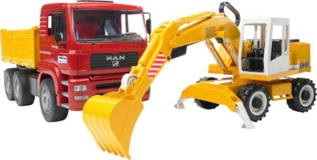 BRUDER MAN TGA Kipper+Liebherr Schaufelbagger Fabrikladen