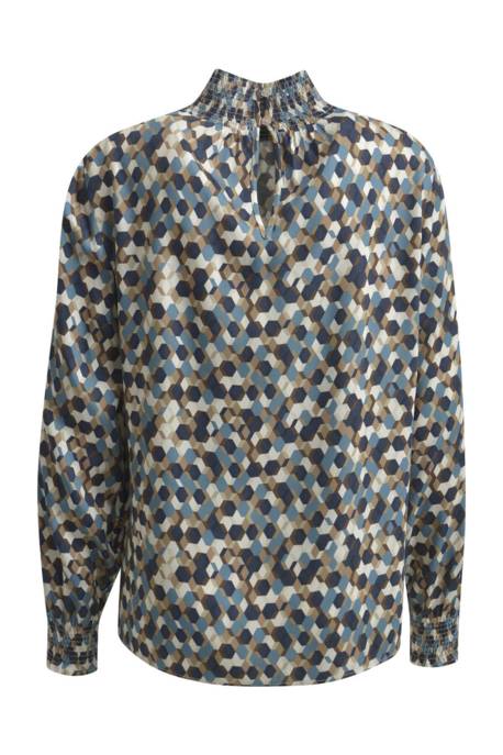 MILANO ITALY BLOUSE W GATHERED STAND UP COLLAR Clearance-Verkauf