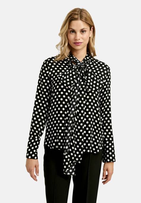 MILANO ITALY BLOUSE W BOW TIE SCARF AE PLACKET A