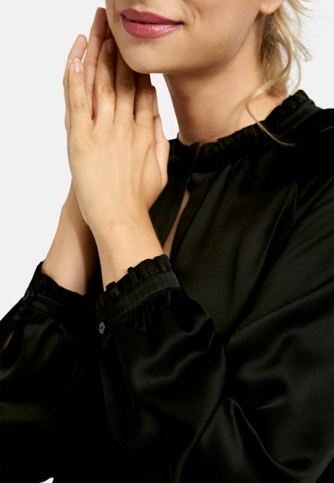 MILANO ITALY BLOUSE W STAND UP COLLAR W RUFFLES Fabrikladen