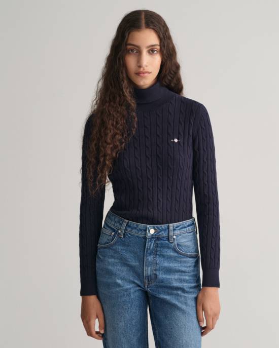 GANT Zopfstrick Rollkragenpullover aus Stretch-Baumwolle Tiefpreis