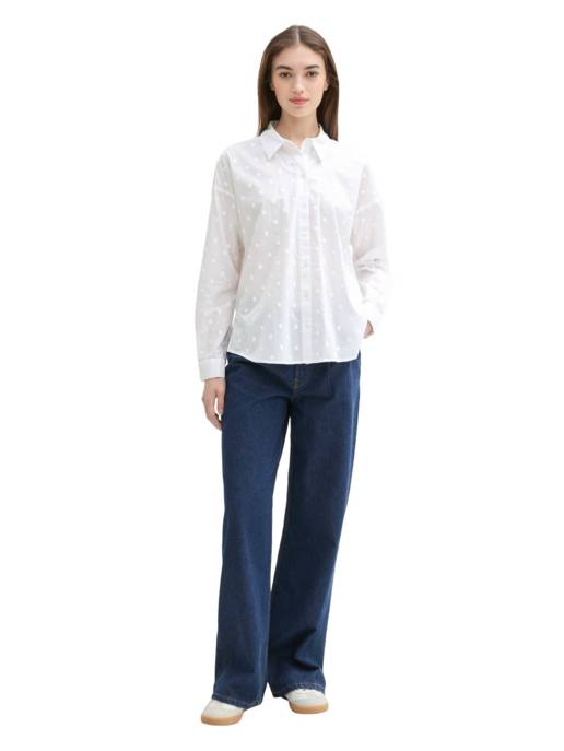 DENIM Tom Tailor dot structure blouse Super Rabatt