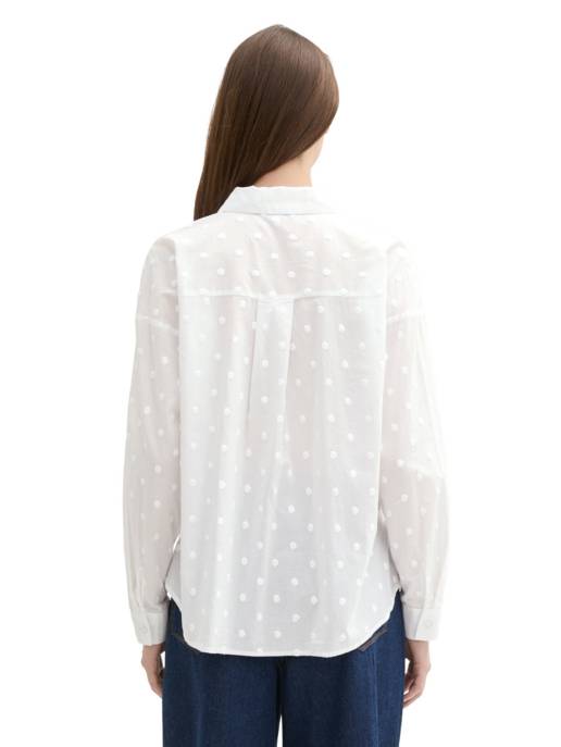 DENIM Tom Tailor dot structure blouse Super Rabatt