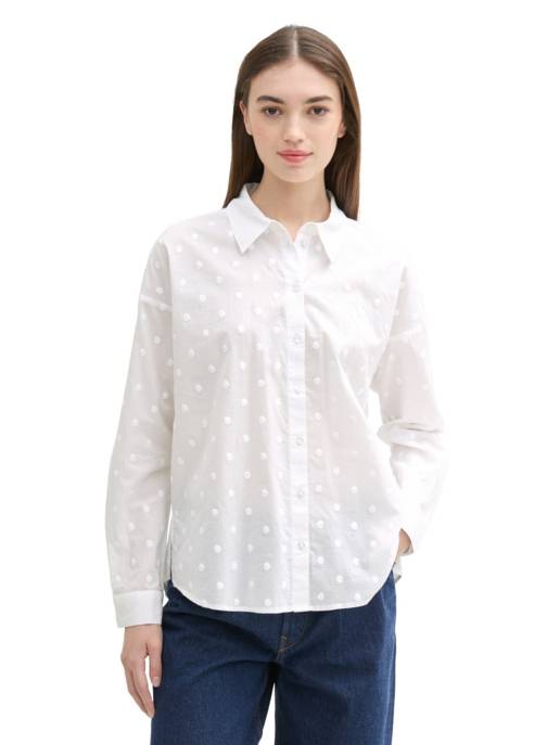 DENIM Tom Tailor dot structure blouse Super Rabatt