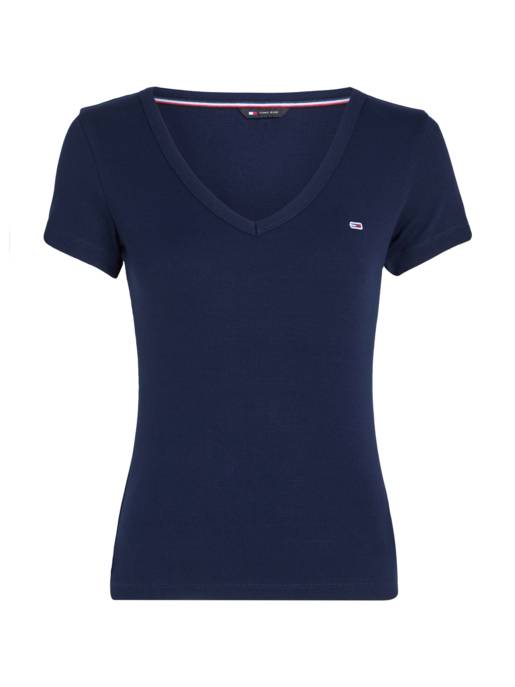 TOMMY JEANS TJW Slim Essential Rib V SS Saisonschlussverkauf