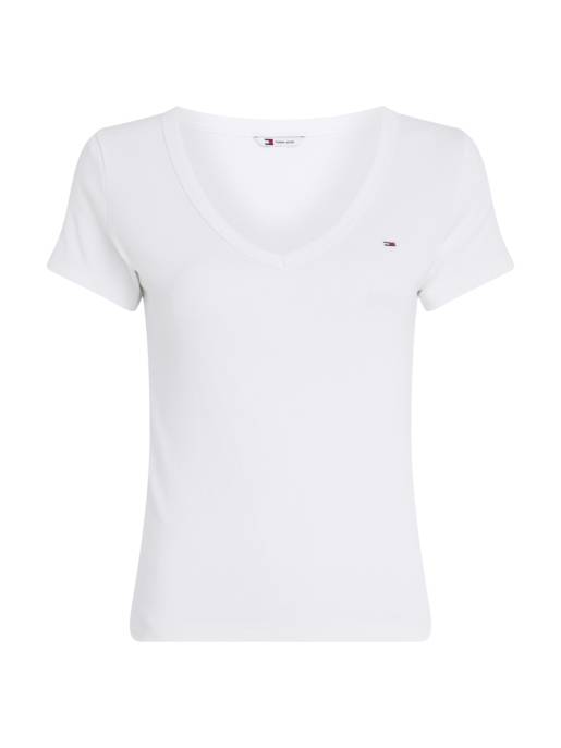TOMMY JEANS TJW Slim Essential Rib V SS Große Rabatte