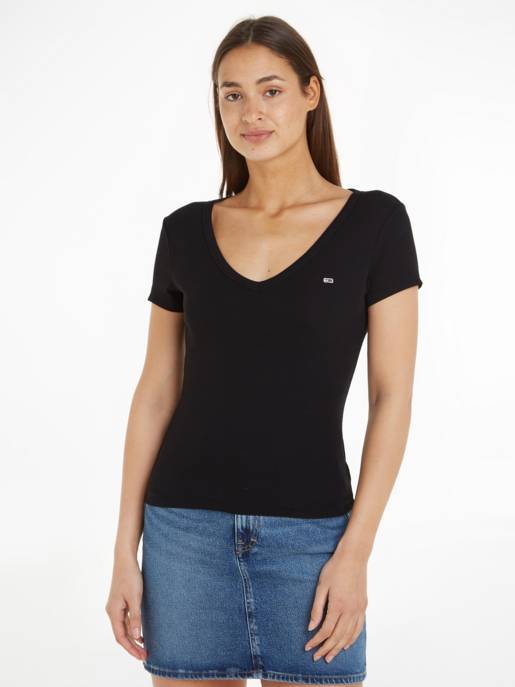 TOMMY JEANS TJW Slim Essential Rib V SS Neuheiten