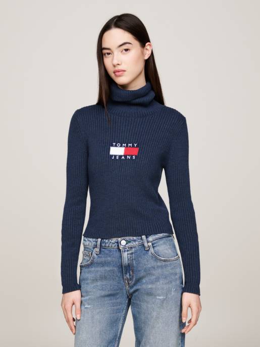 TOMMY JEANS TJW MELANGE TRTLNCK FLAG SWEATER Online Shopping