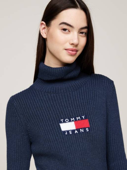 TOMMY JEANS TJW MELANGE TRTLNCK FLAG SWEATER Online Shopping