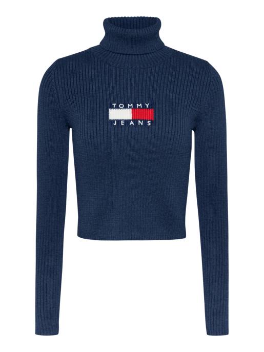 TOMMY JEANS TJW MELANGE TRTLNCK FLAG SWEATER Online Shopping