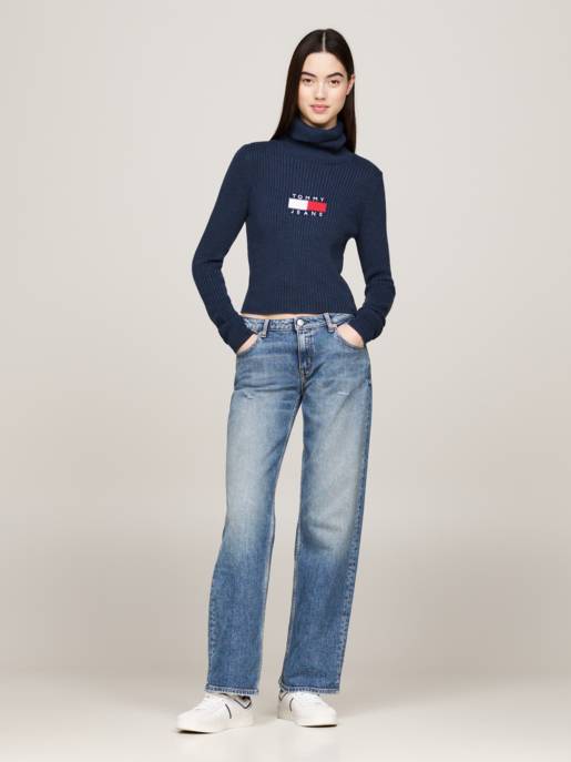 TOMMY JEANS TJW MELANGE TRTLNCK FLAG SWEATER Online Shopping