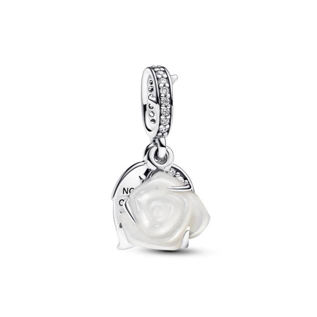PANDORA Weiße Blühende Rose Doppelter Charm-Anhä Saisonale Angebote