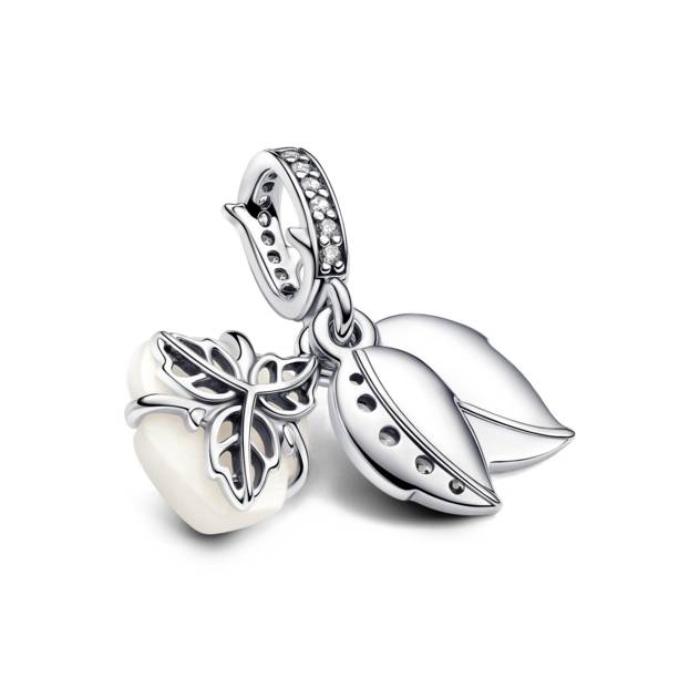 PANDORA Weiße Blühende Rose Doppelter Charm-Anhä Saisonale Angebote