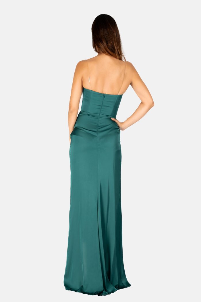 Prestije Maxikleid Satin mit Beinschlitz Versandkostenfrei