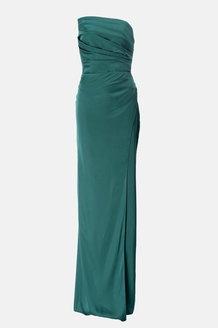 Prestije Maxikleid Satin mit Beinschlitz Versandkostenfrei